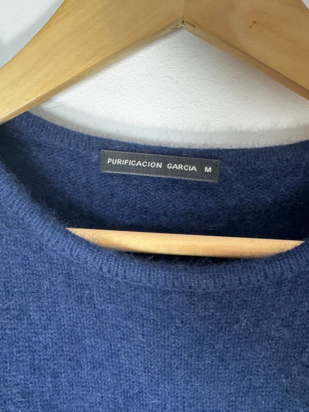 Purificacion Garcia Womens Poncho Layer Wool Sweater Blue Galaxy Detail - M - Picture 3 of 7